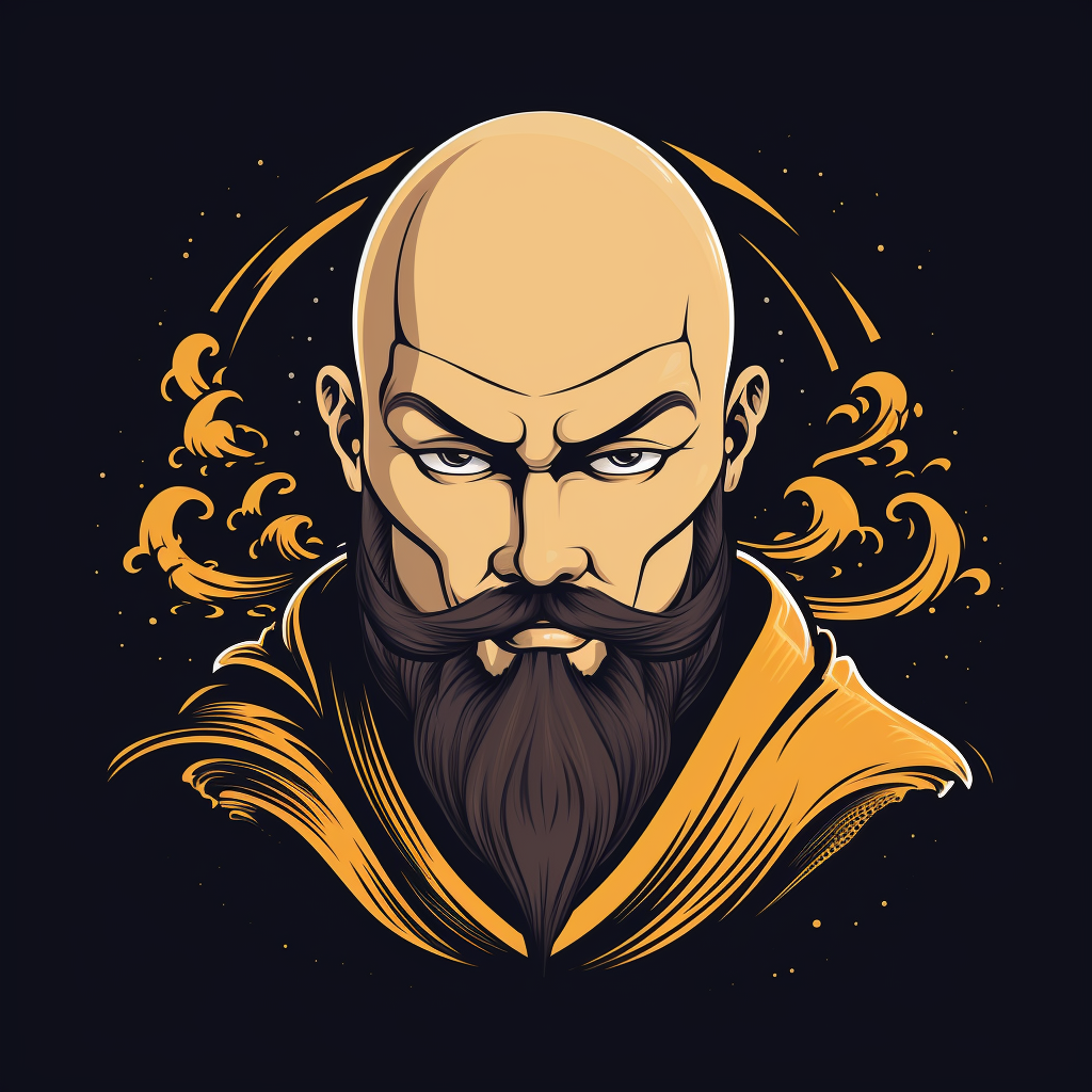 Bald shogun with beard logo - Japan