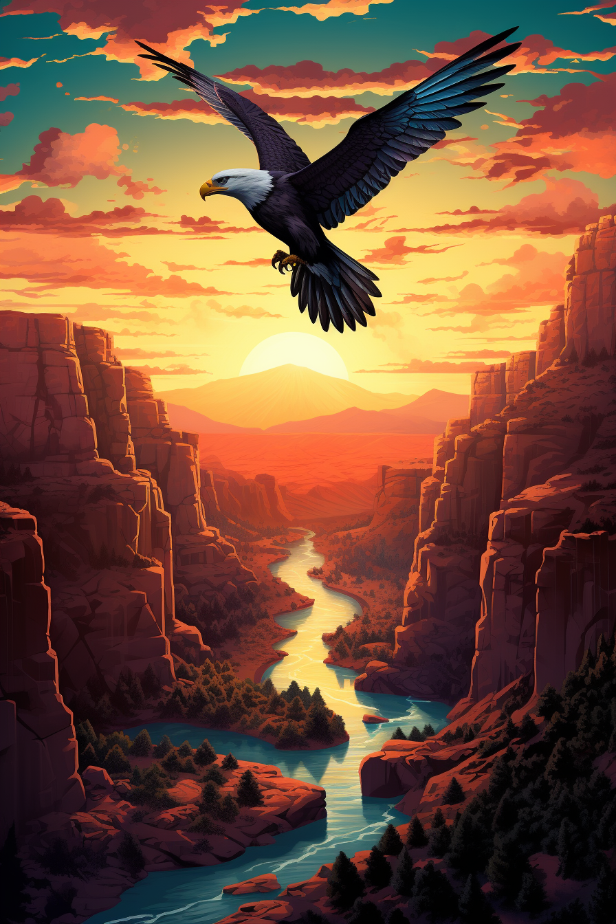 Illustration of Bald Eagle in Grand Canyon