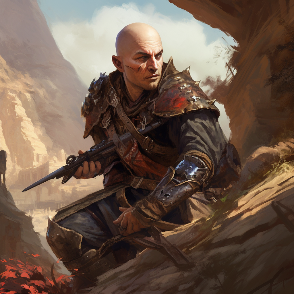 Evil Bald Shady Ranger Aiming Crossbow