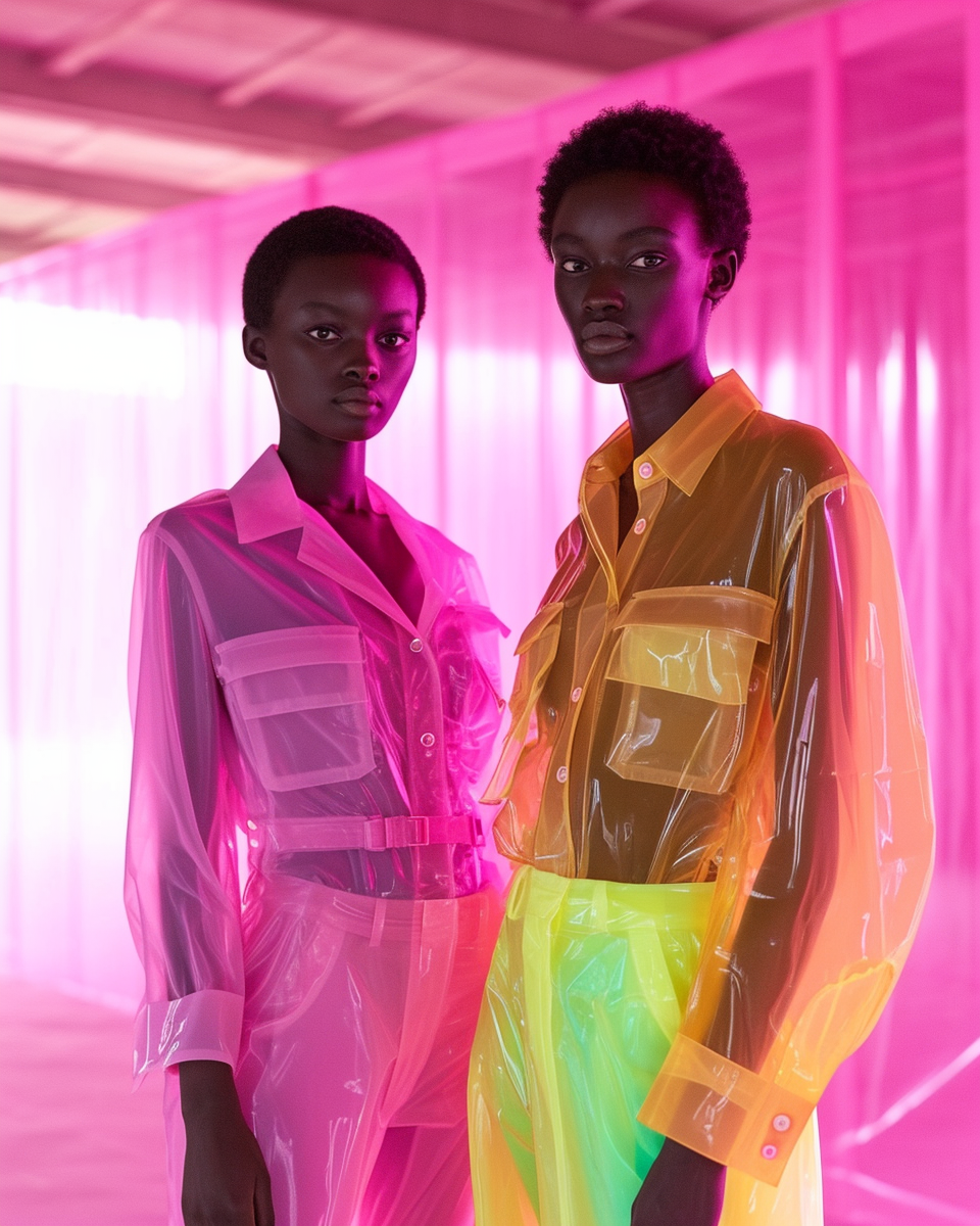 Balenciaga models in pink hall