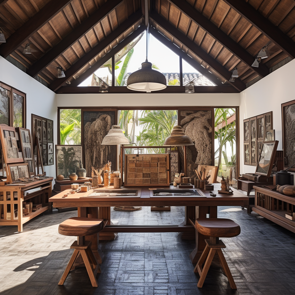 Bali-inspired art studio interior