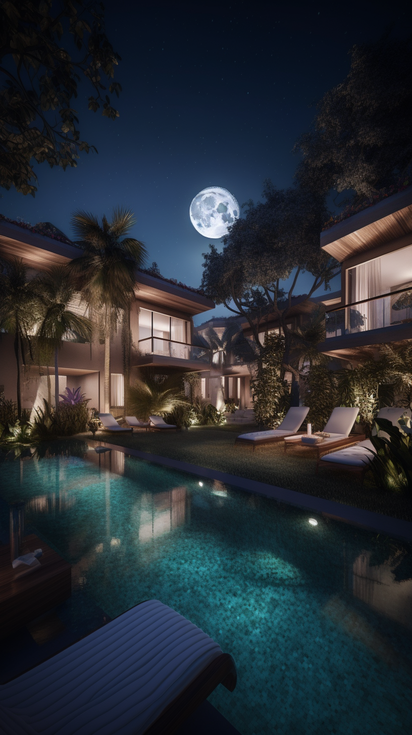 Luxurious Bali Villa with Ambient Pool Lights