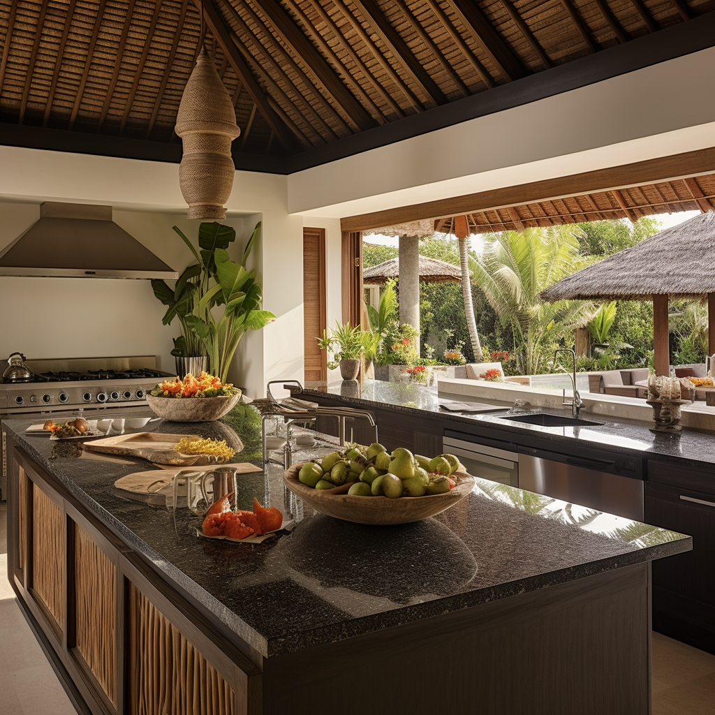 Elegant Balinese Kitchen with Modern Appliances