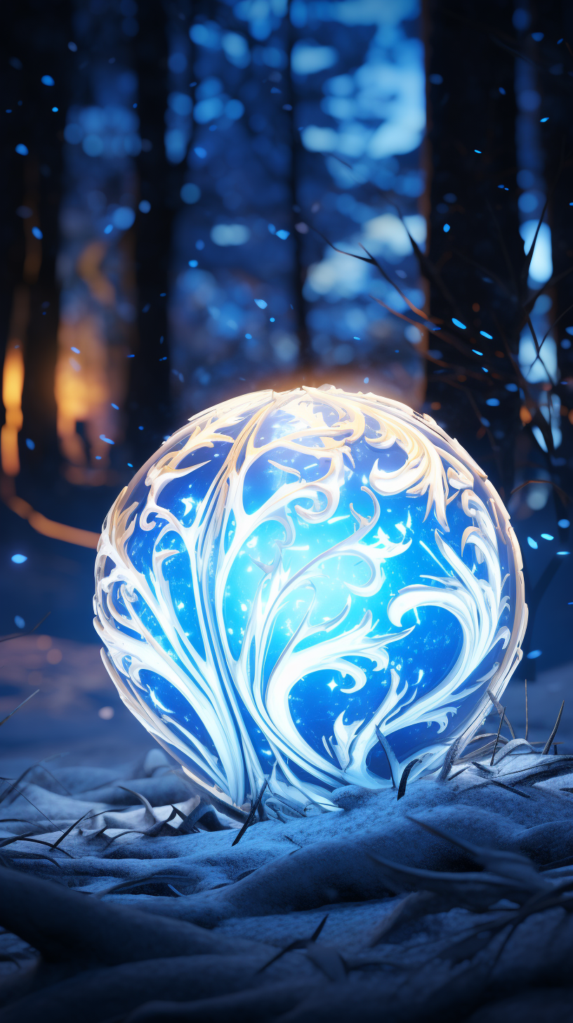 Wild Ornament Ball on Snowy Nature Background