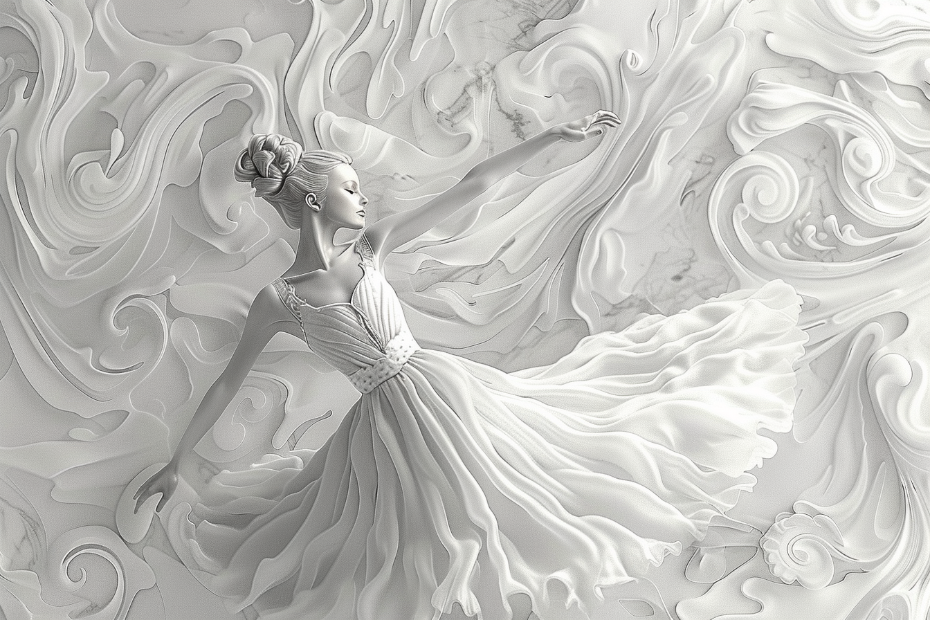 Ballerina Line Art Gray Scale