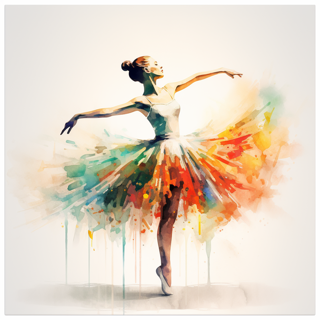 Ballet dancer in watercolor with bright colors