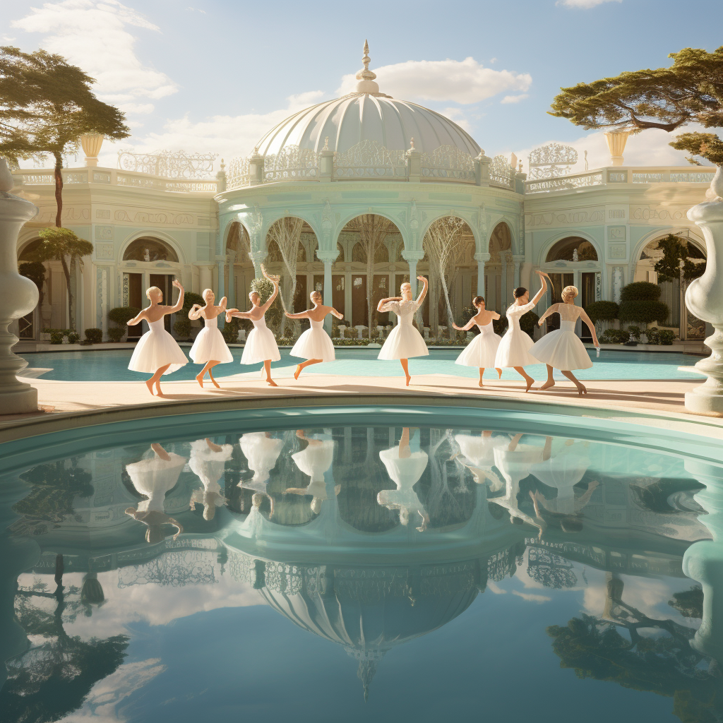 Graceful ballet dancers at Ritz pool