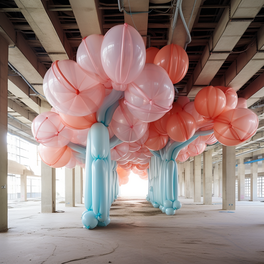 Balloon between slabs bursting with architectural design