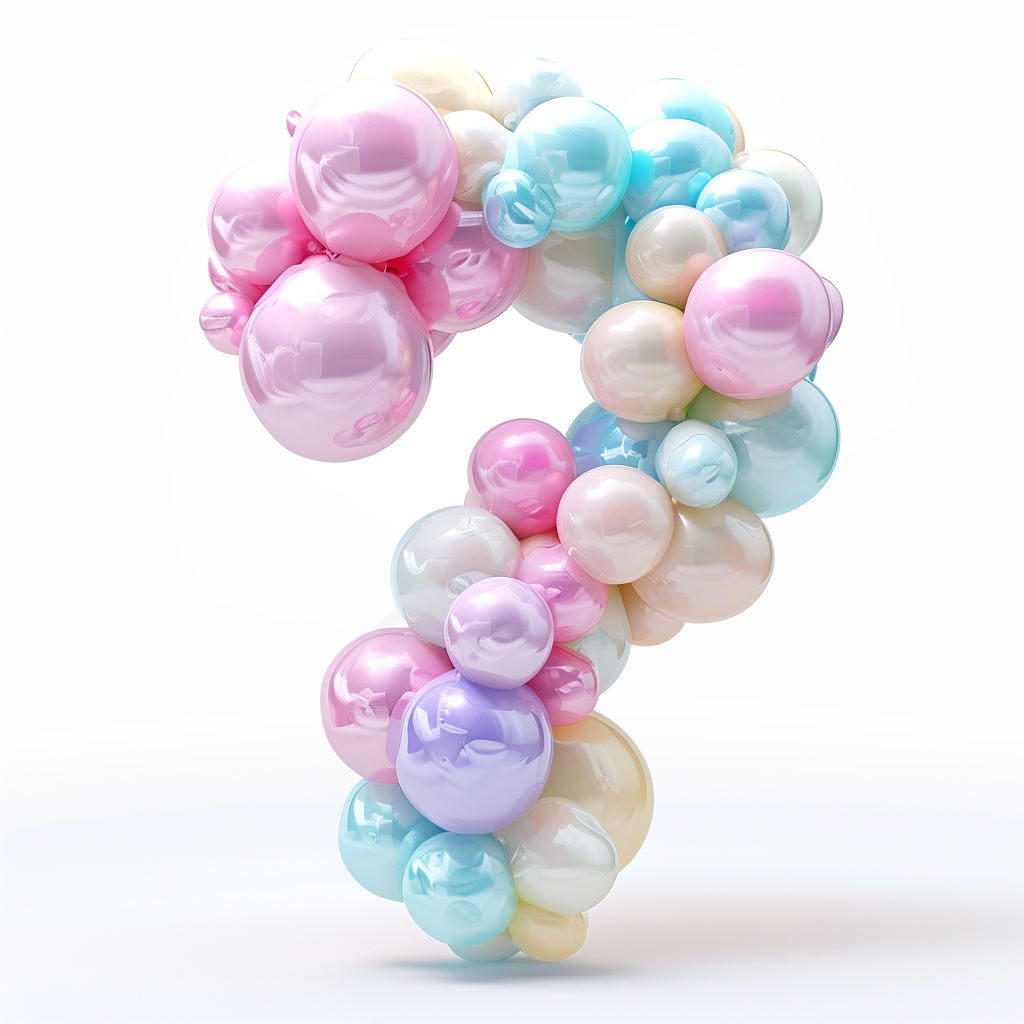 3D balloon inflatable number 2 in pastel colors