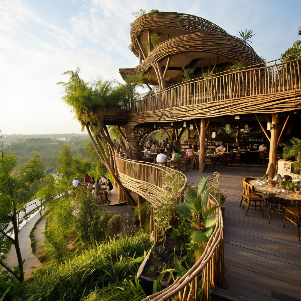 Unique bamboo cafe with stunning architecture