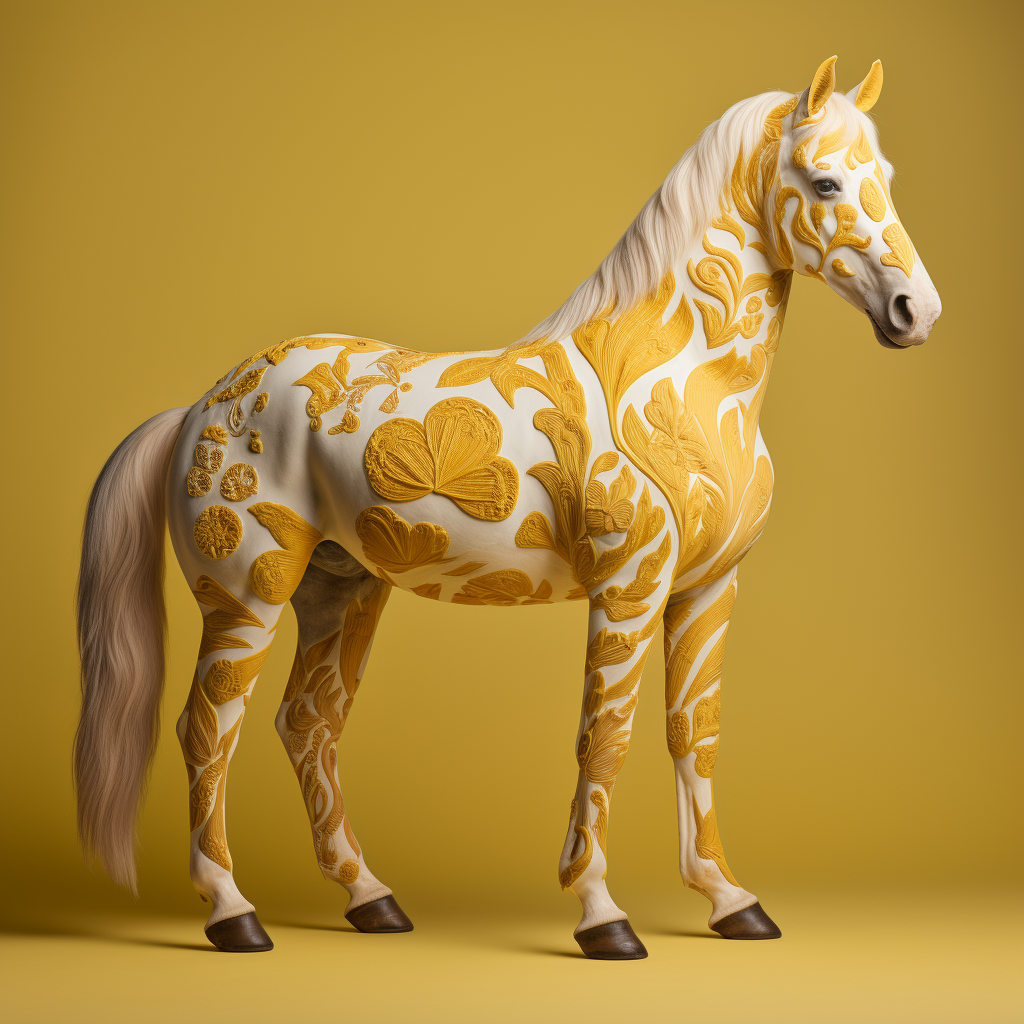 Horse with banana pattern skin