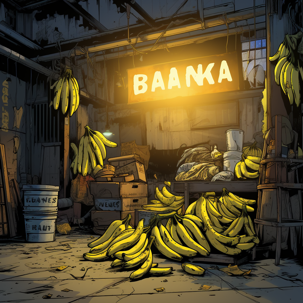 Banana with Sketchy Comic Book Design