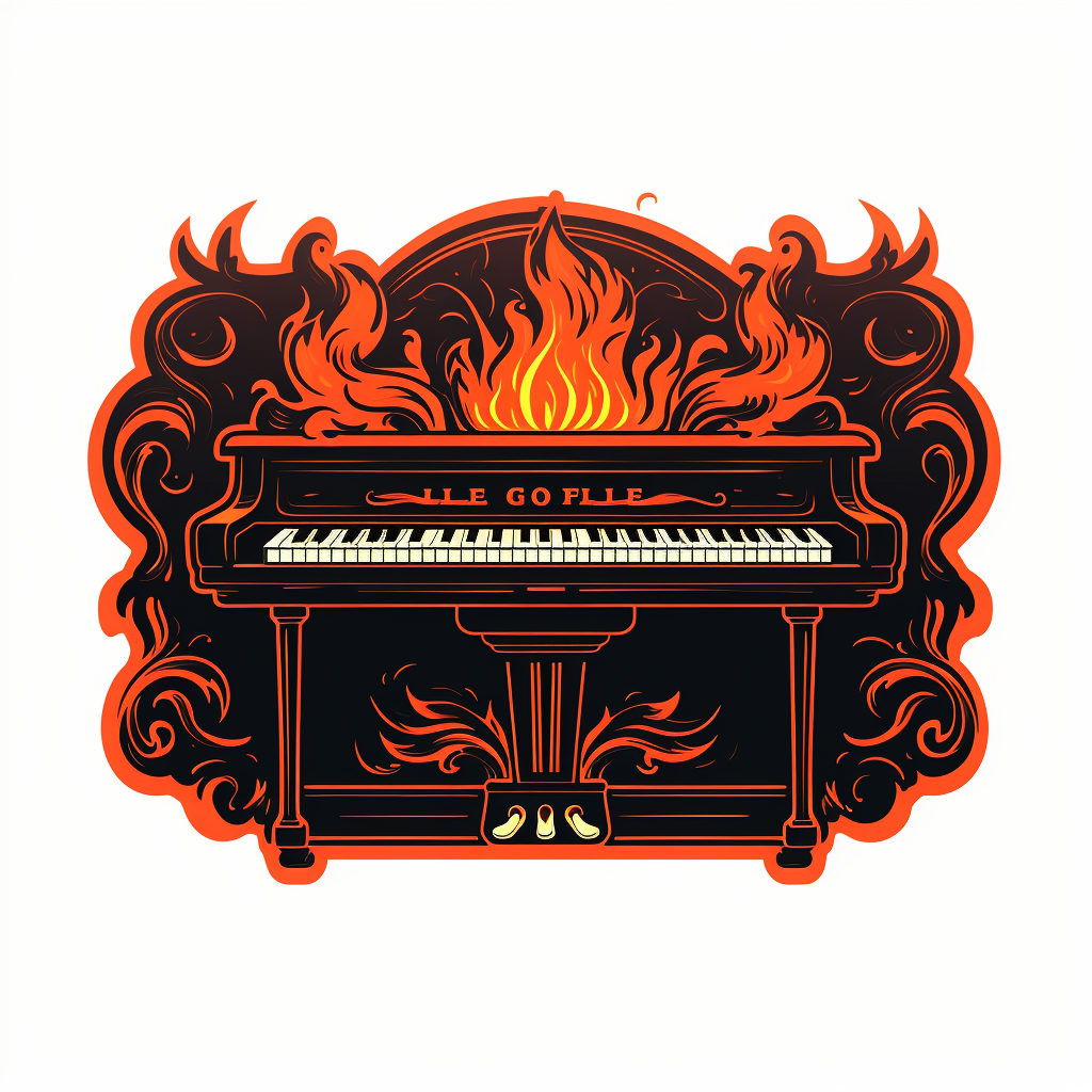 Band social proof sticker with piano and fire