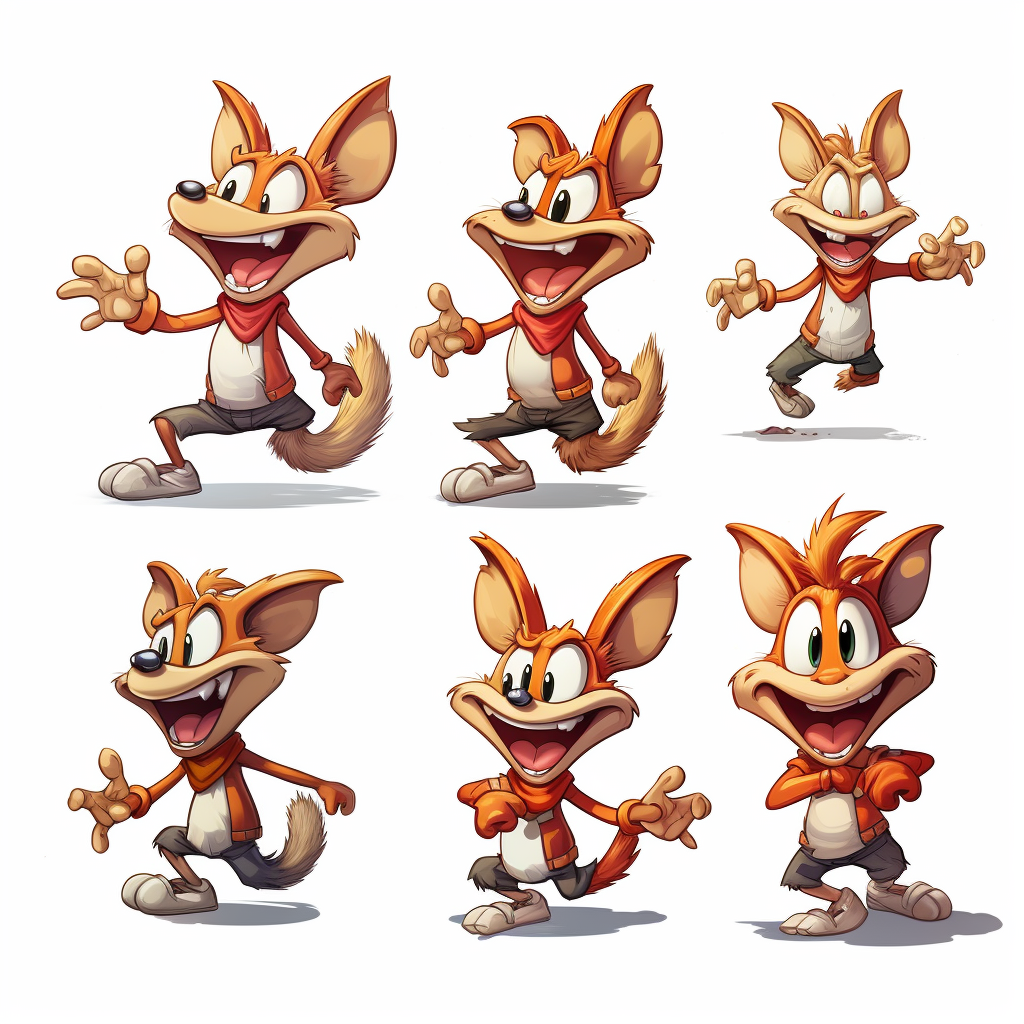 Cute bandicoot sprite sheet on white background