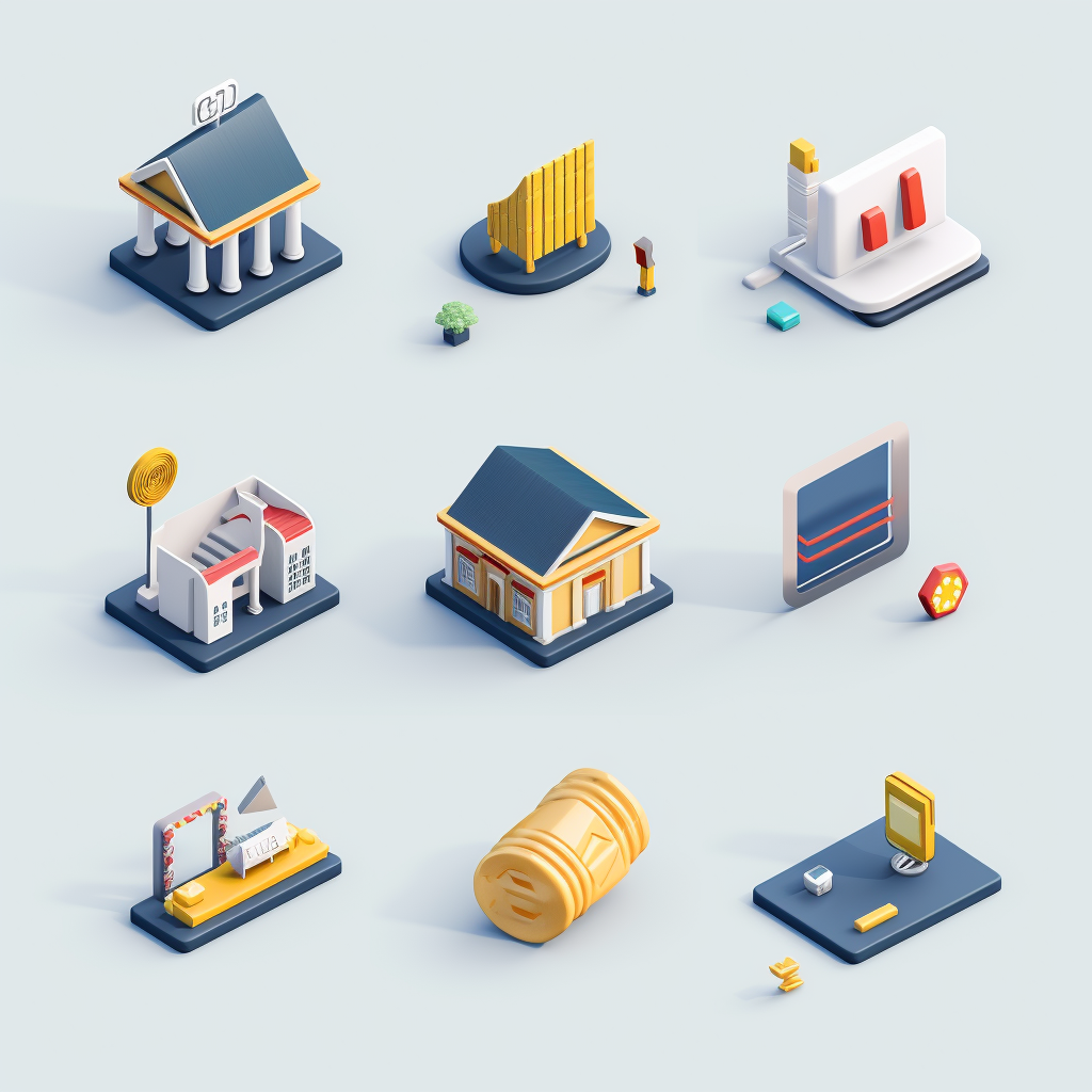 Bank service 3D icon set