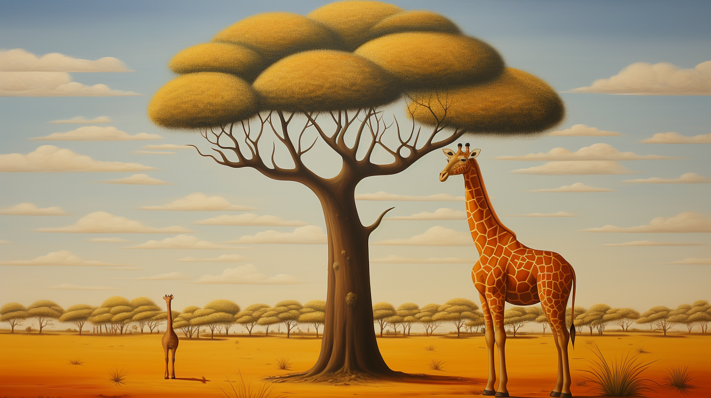 Baobab and Giraffe Artwork