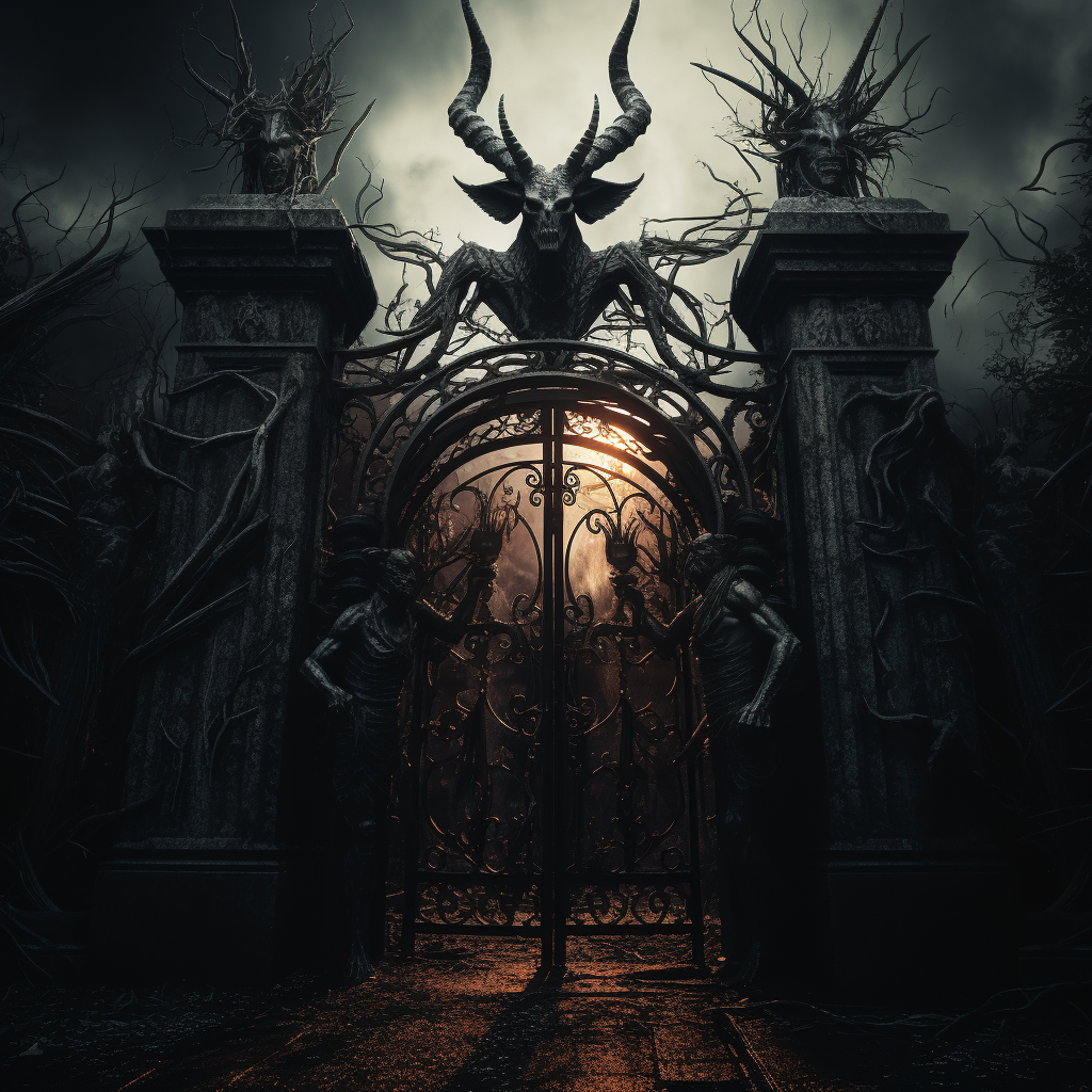 Baphomet guarding Midian cemetery gates