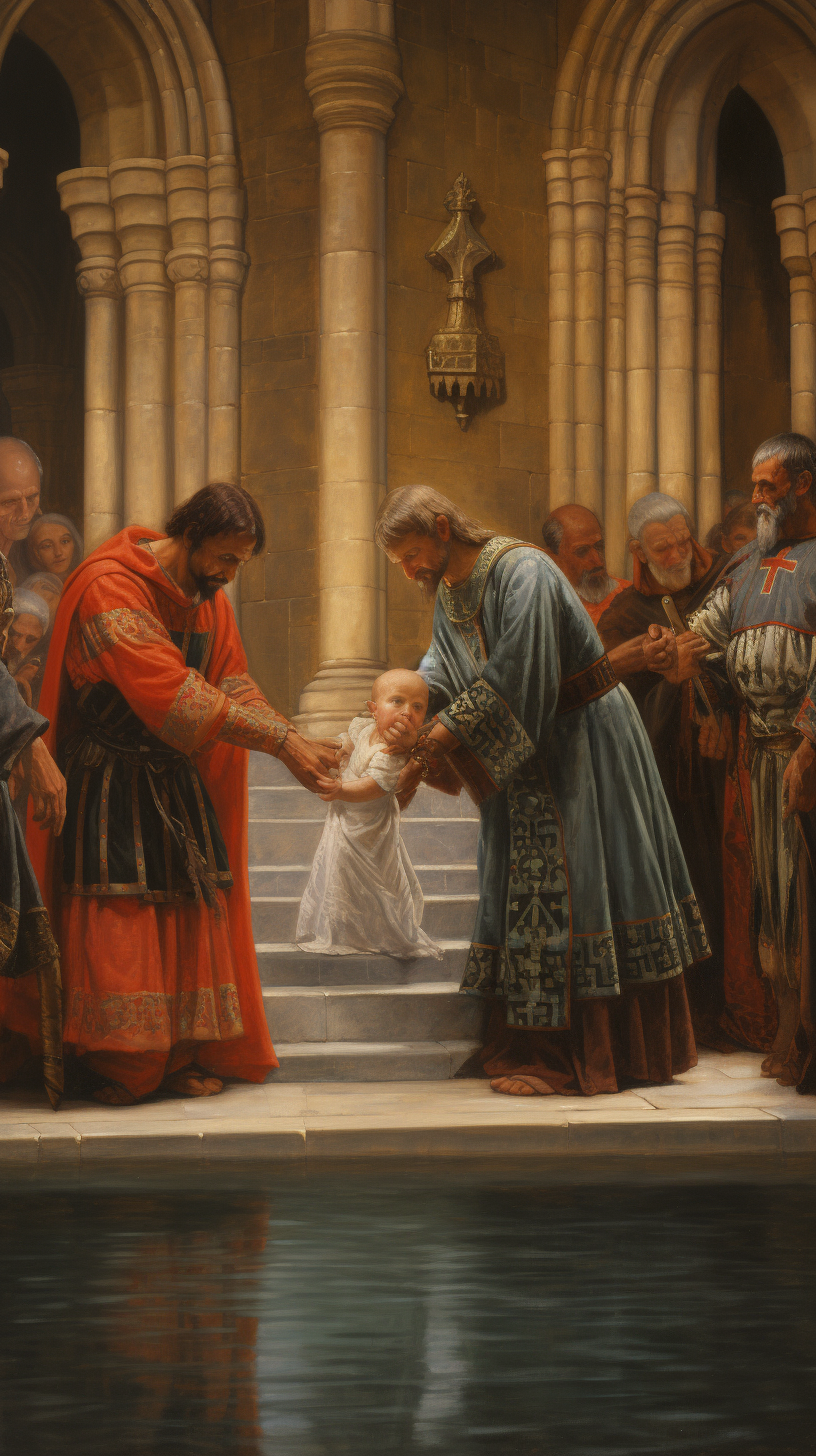 Realistic Painting of Baptism of a King