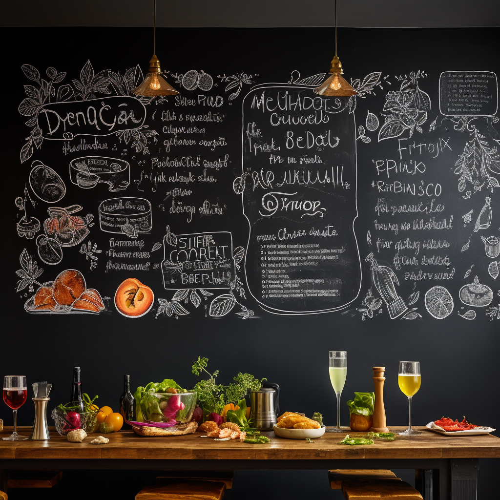 Bar blackboard with meals written in chalk