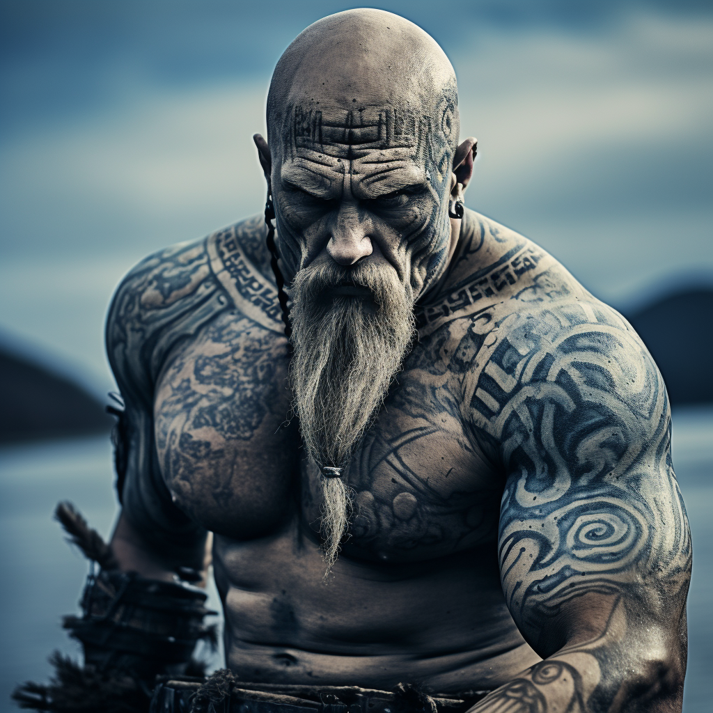 Albino Viking Shaman with Tattoos