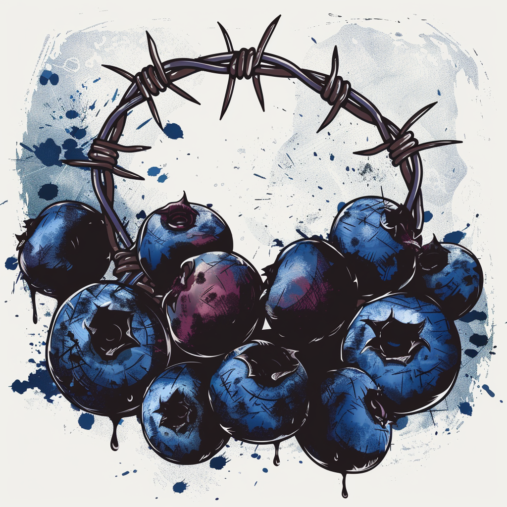 Barbed wire blueberry steel logo