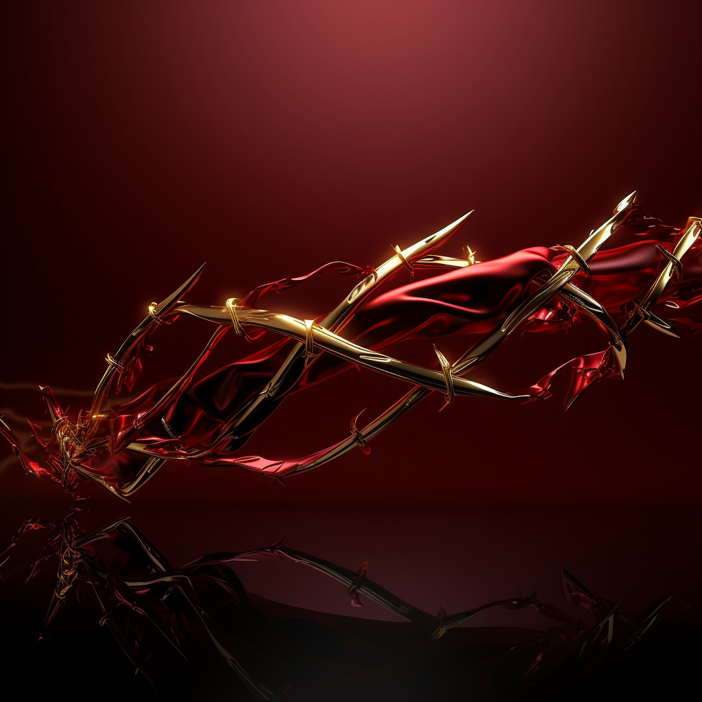 Dark Red Barbed Wire Ribbon 3D Banner