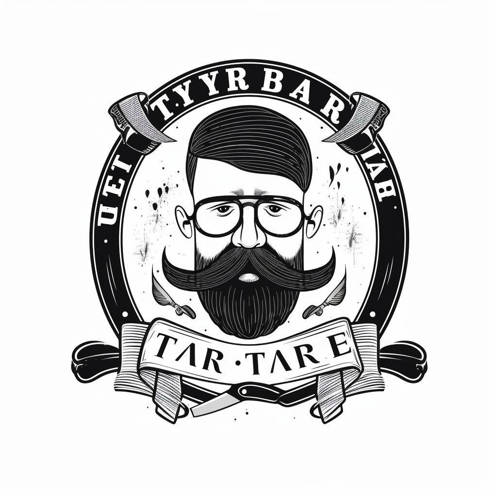 Barber tools, mustache logo design