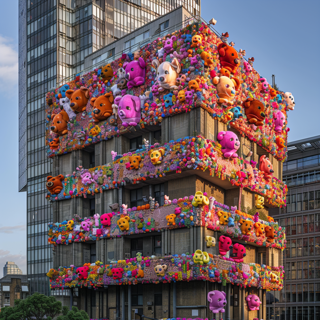 Colourful Soft Toys Barbican Building