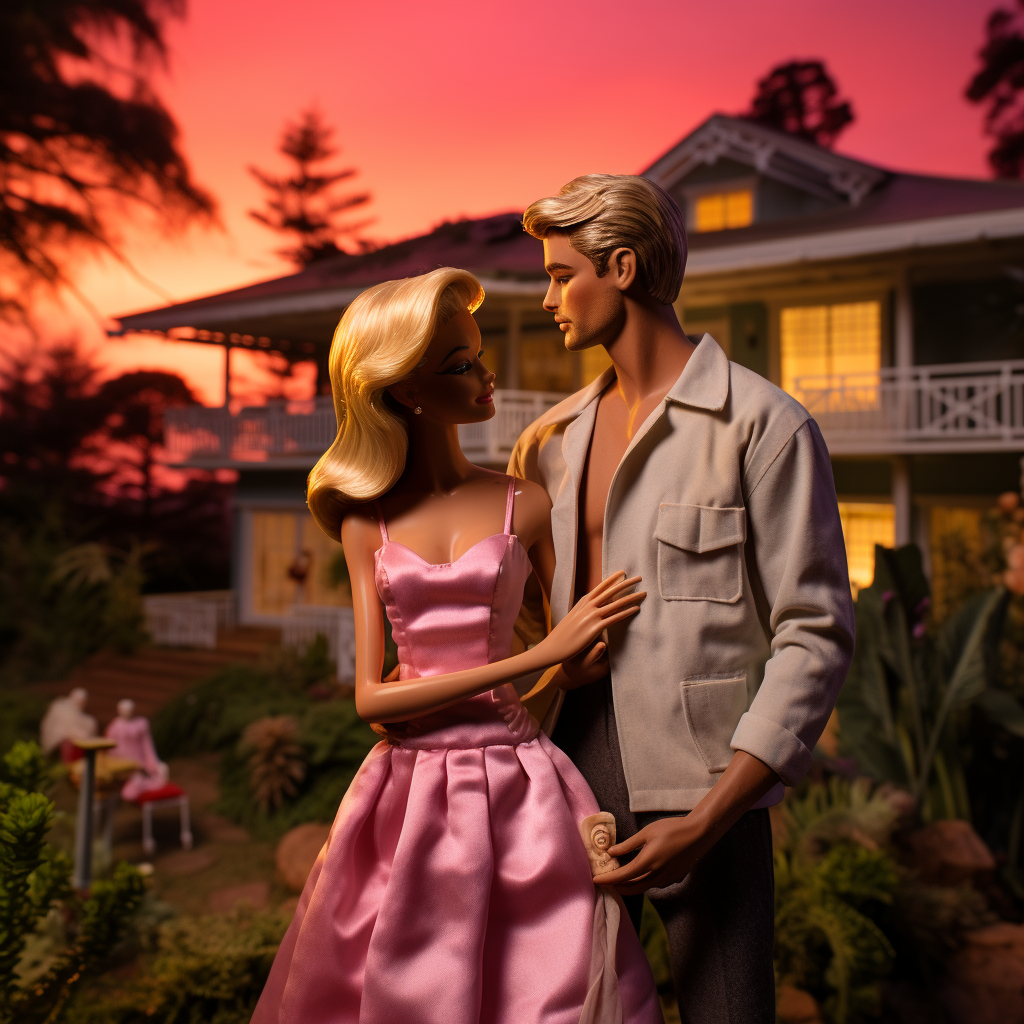 Barbie and Ken Embrace at Sunset Dress