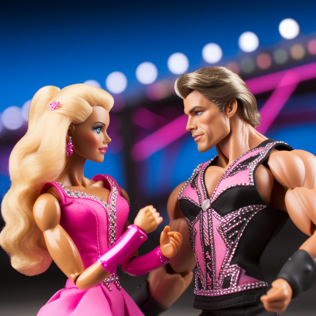 Barbie versus Ken WWE illustration