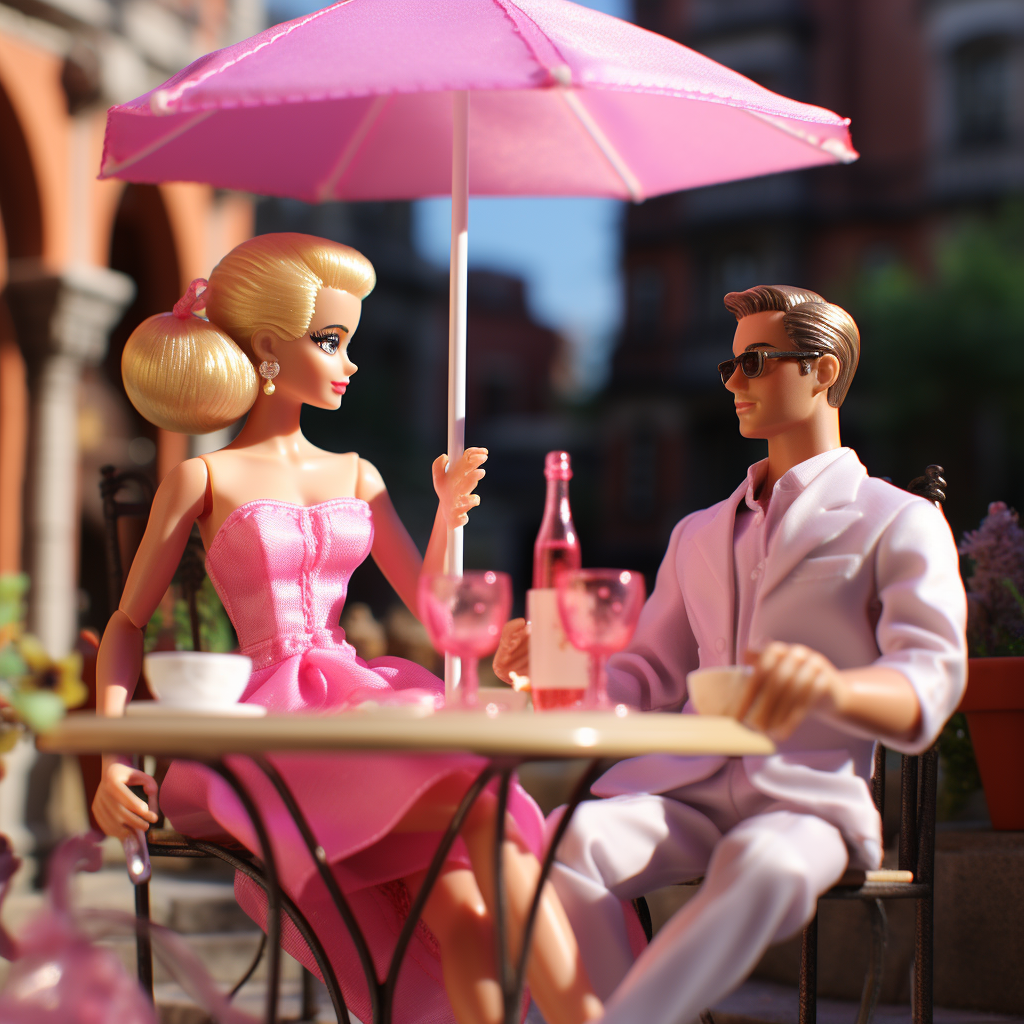 Barbie and Ken enjoying drinks ?