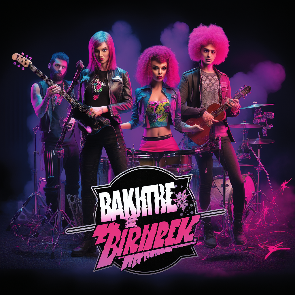 Barbie punk rock band performing on stage