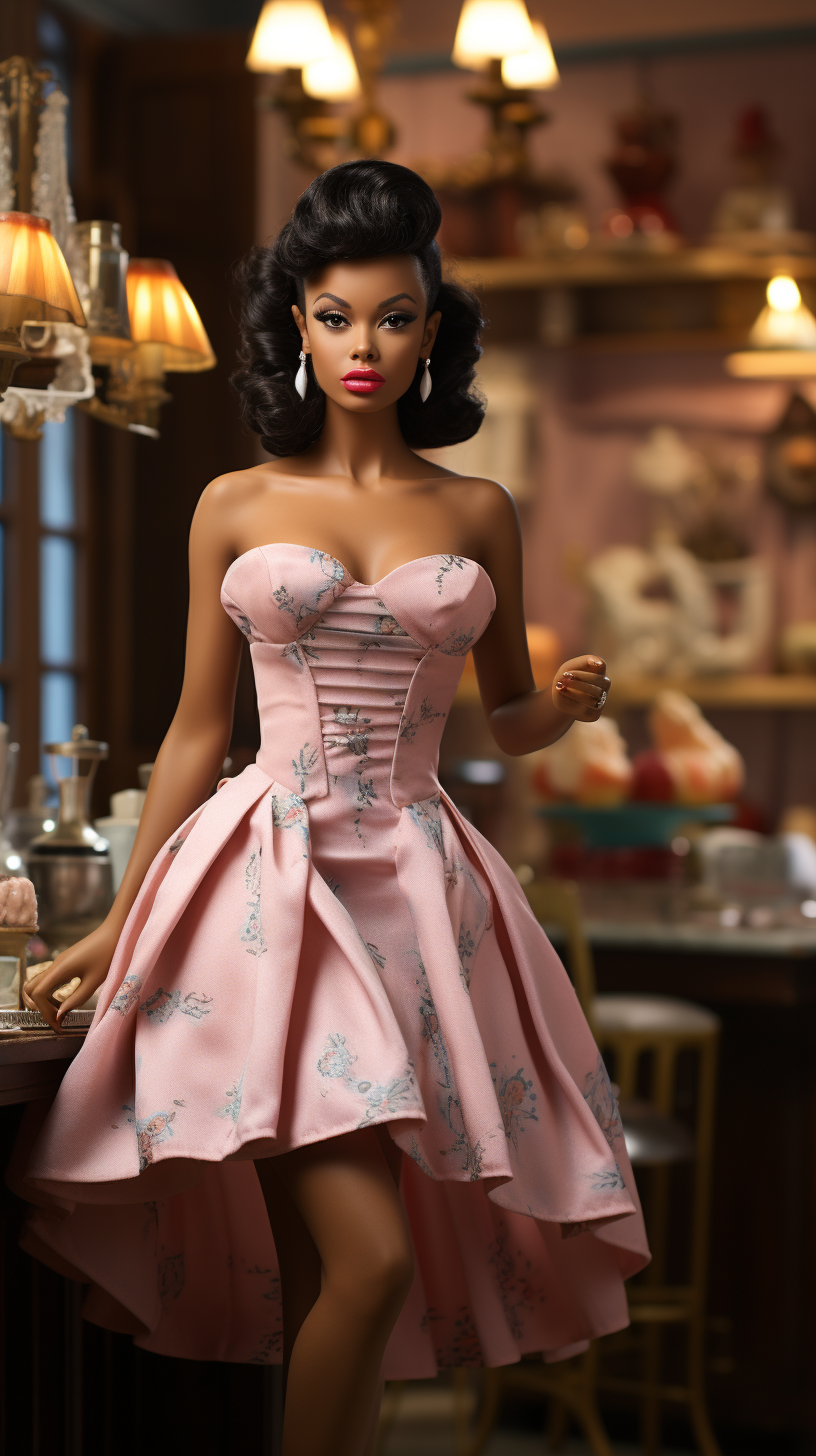 Vintage Barbie Doll in 1959 Style Dress