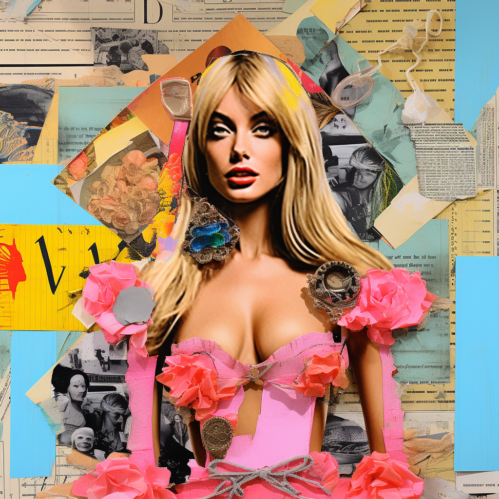 Colorful Barbie mixed media artwork