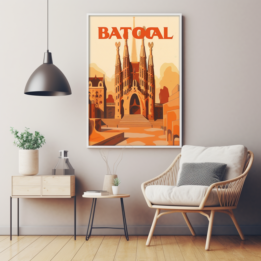 Handmade Barcelona travel poster