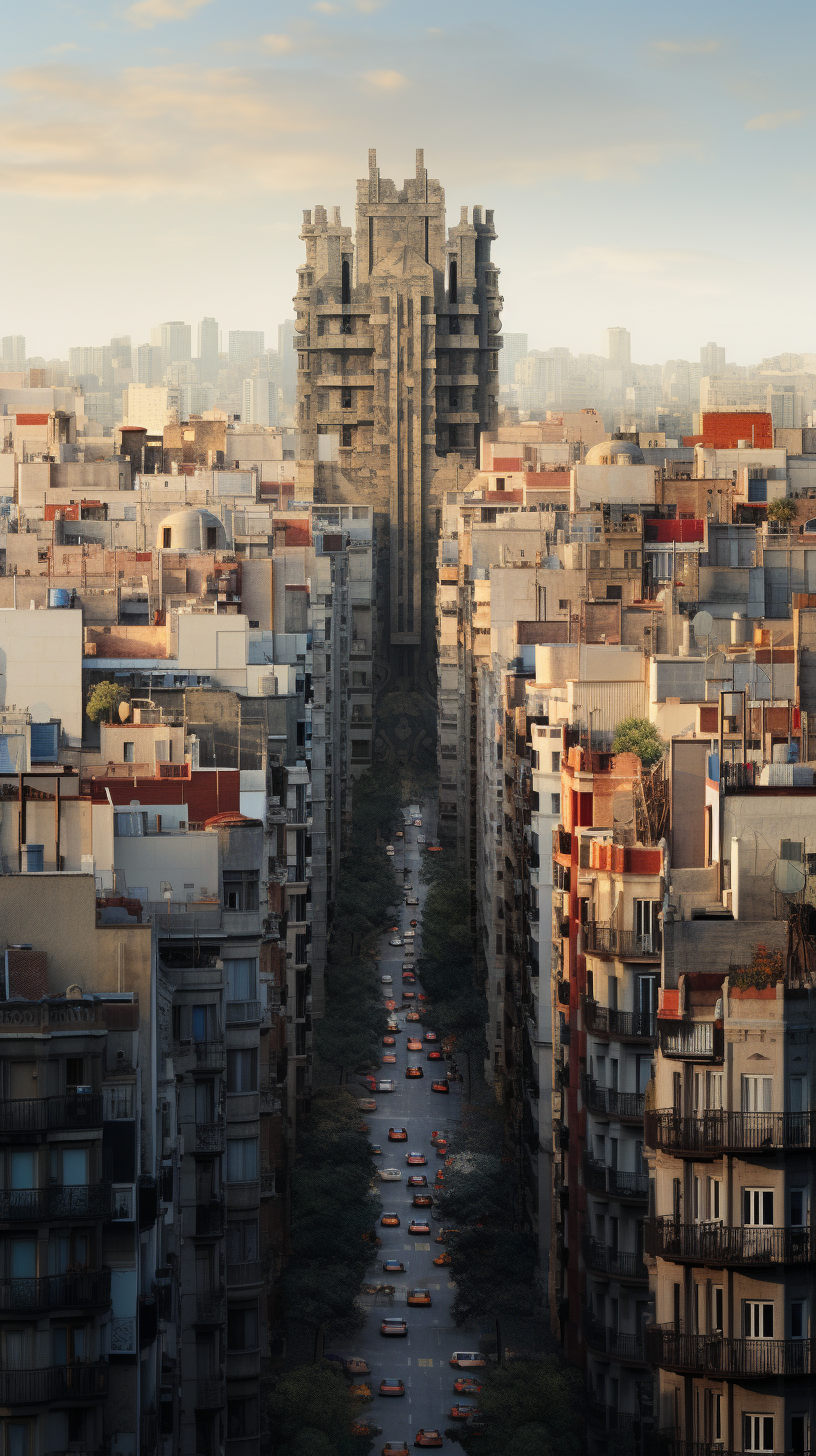 Elevation view of Barcelona city