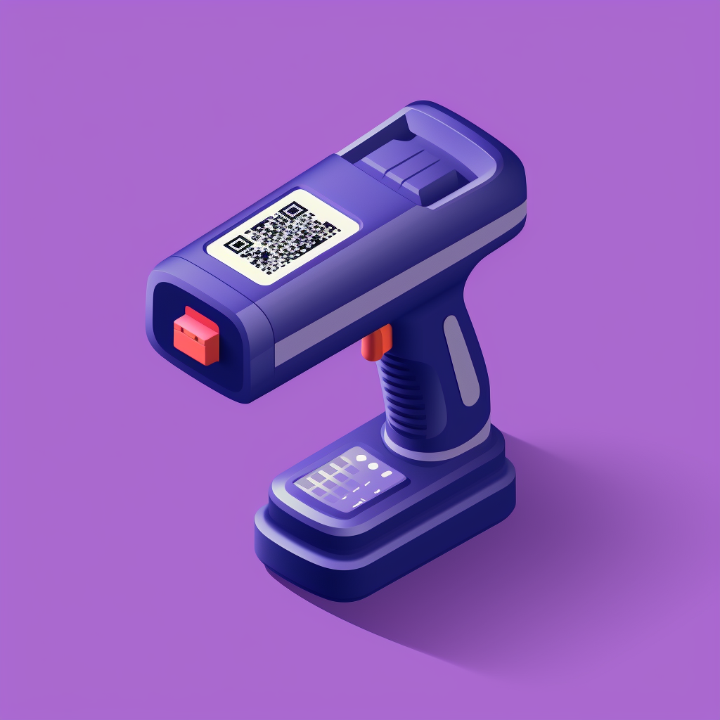 Minimal purple isometric barcode scanner illustration