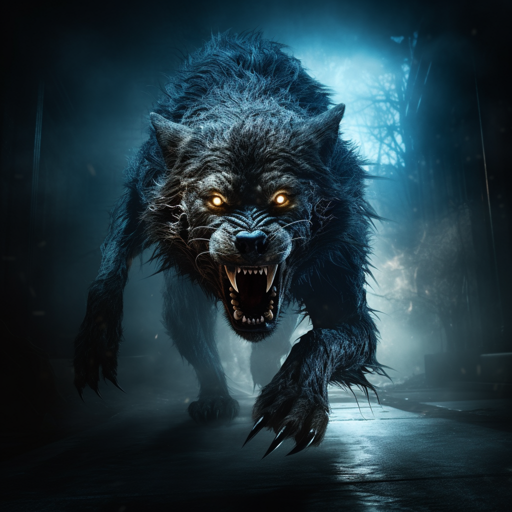 Frightening Barghest with Blue Fur