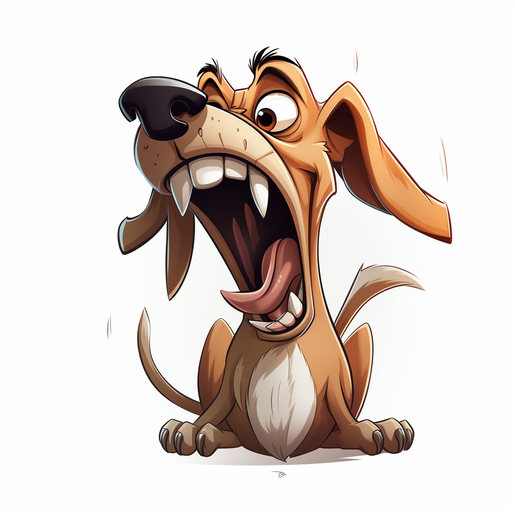 Cute cartoon dog barking on white background