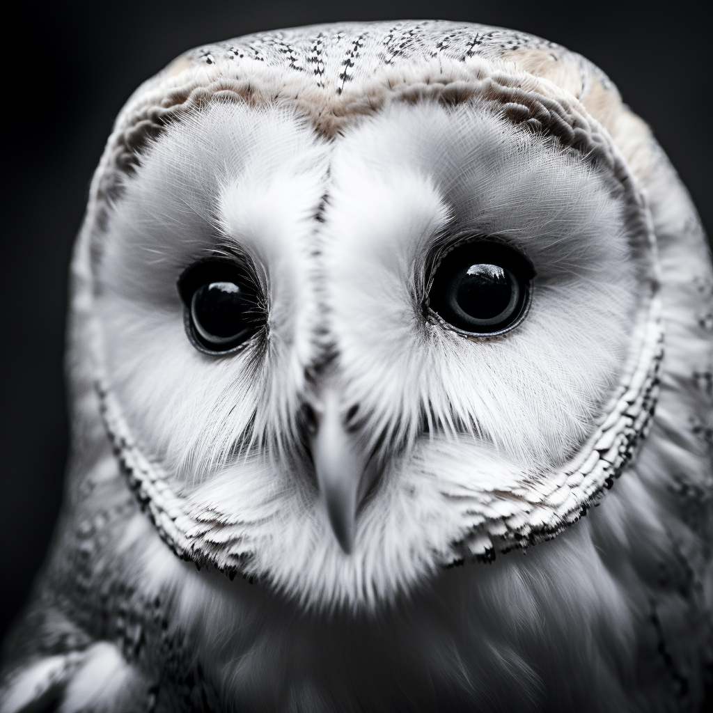 Stunning barn owl with purple eyes