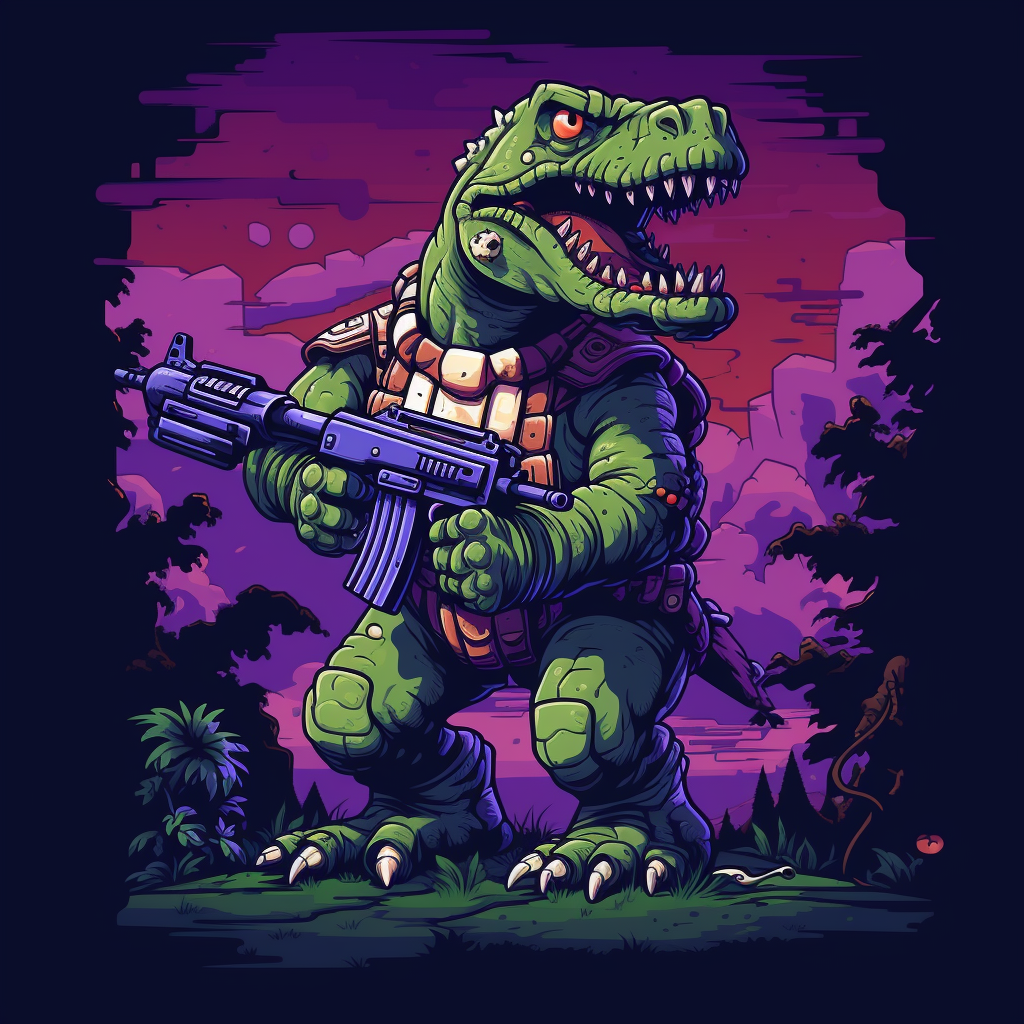 Barney the Dinosaur with Kalashnikov