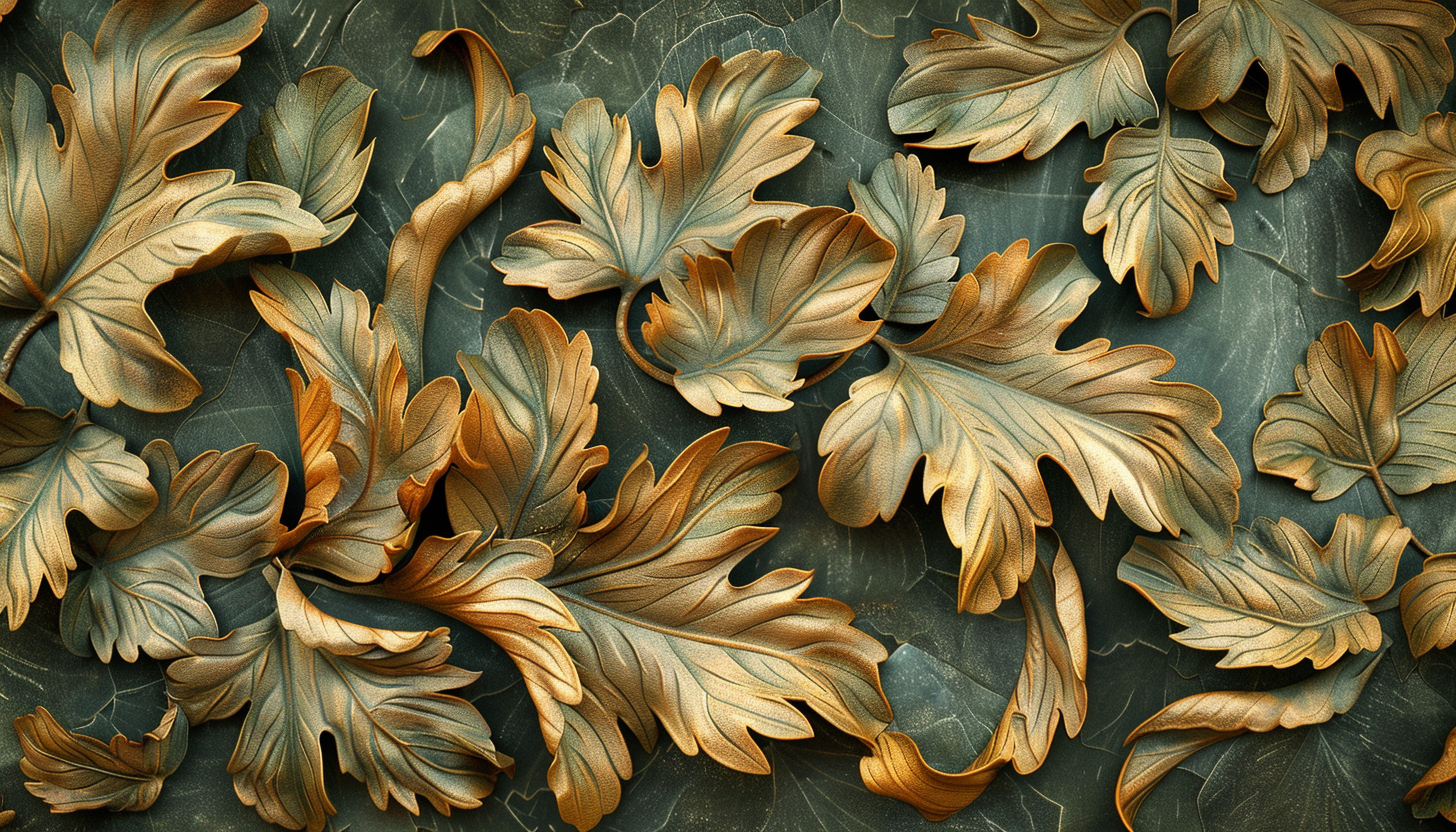 Barock Style 3D Leaves Tranquil