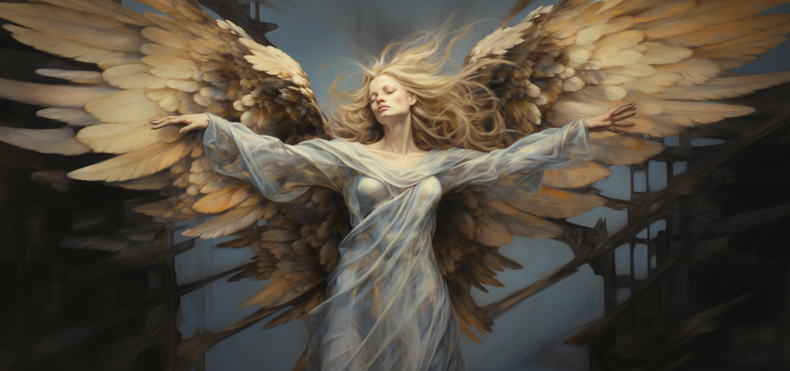 Beautiful angelic painting with vibrant colors