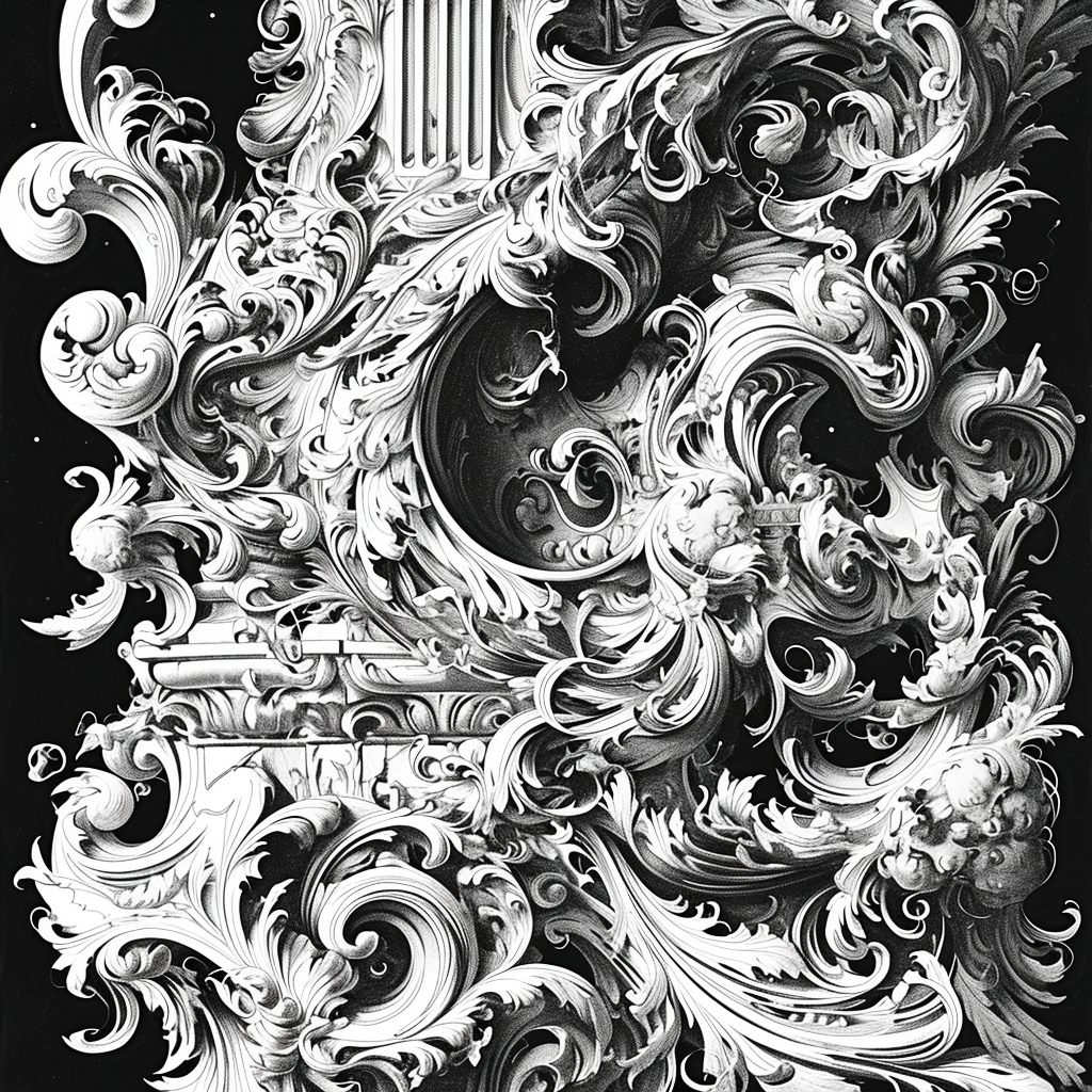 Baroque black white ink