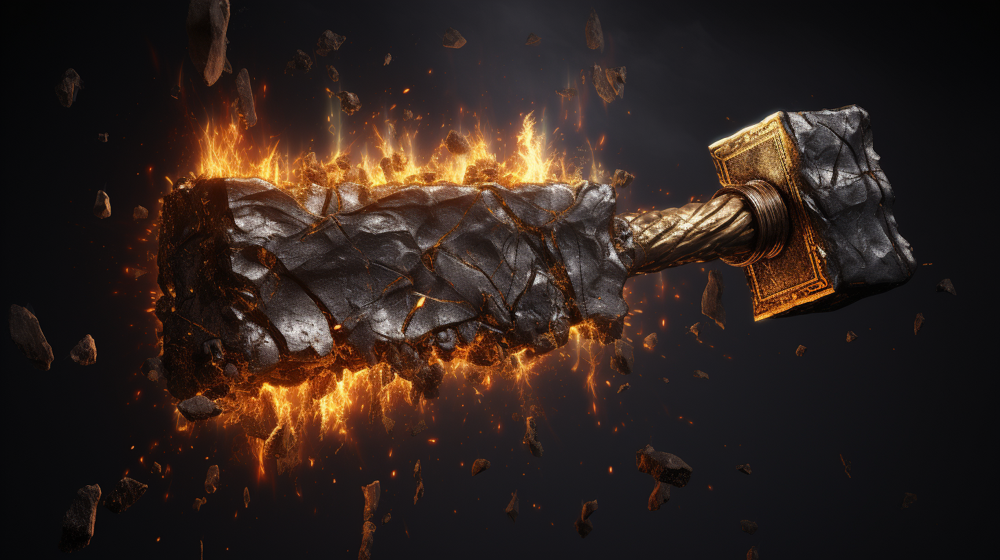 Baroque blacksmith hammer with gold accents