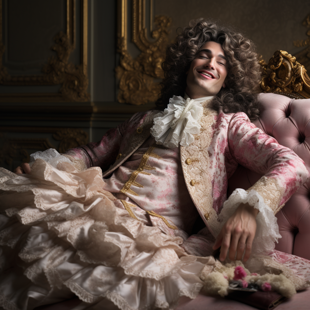 Male in Rococo Baroque Dress Laughing