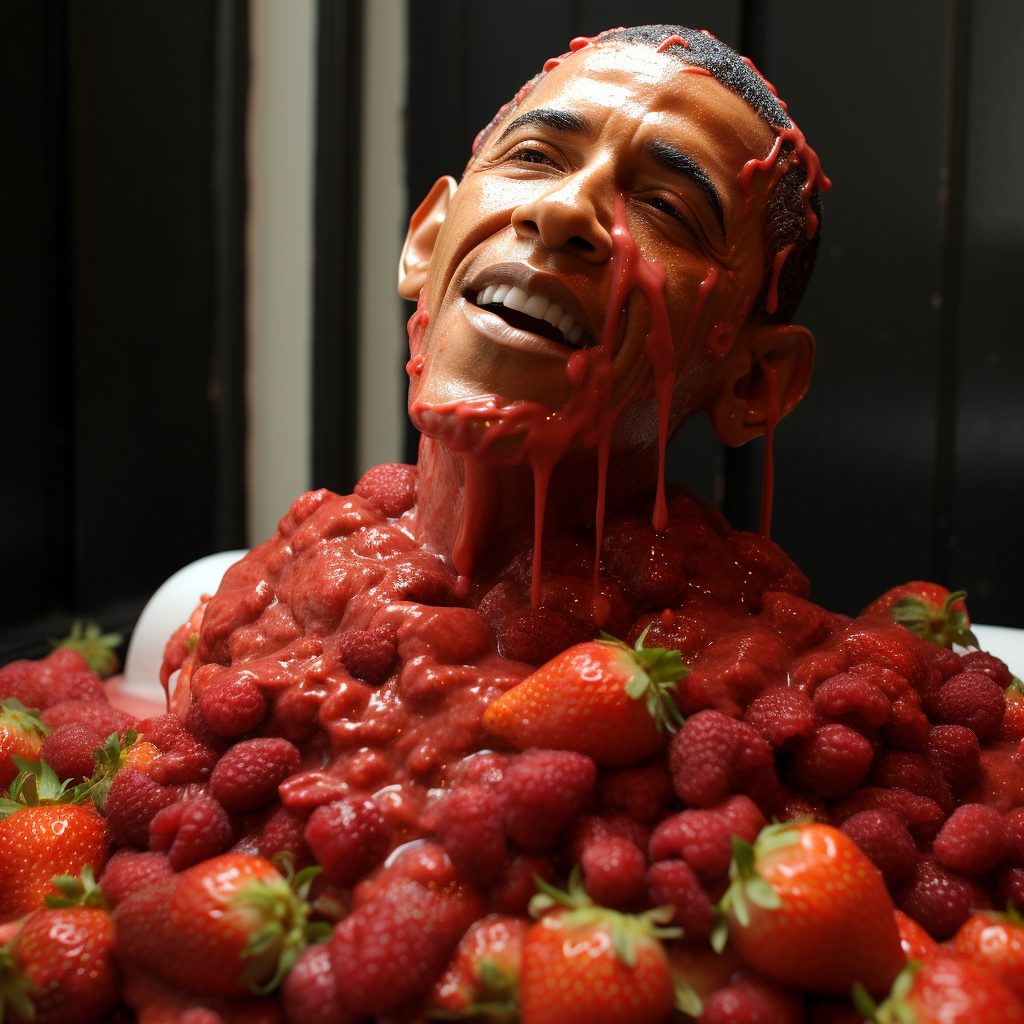 Barack Obama covered in strawberry jam