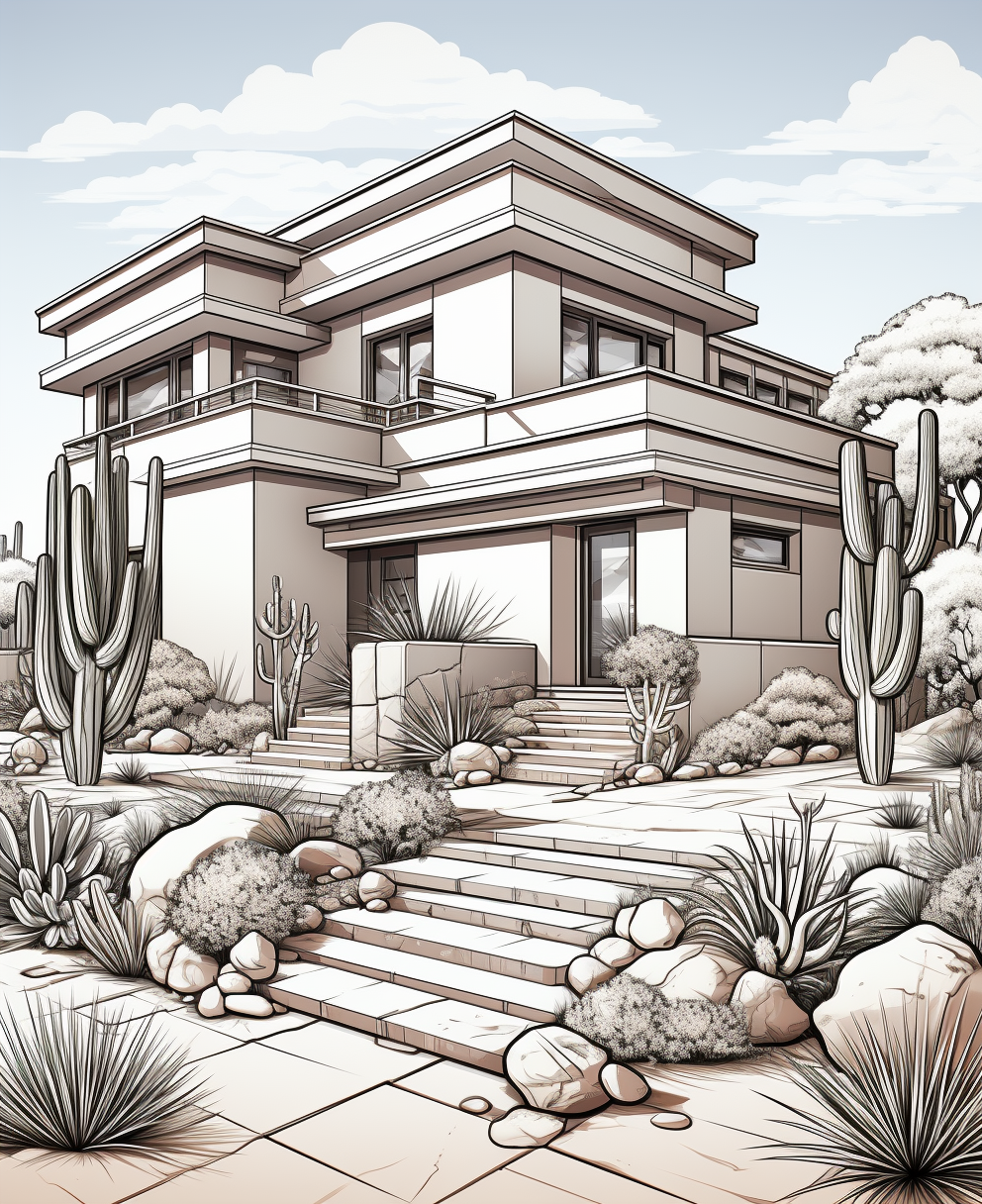 Coloring Page of Barragan House in the City