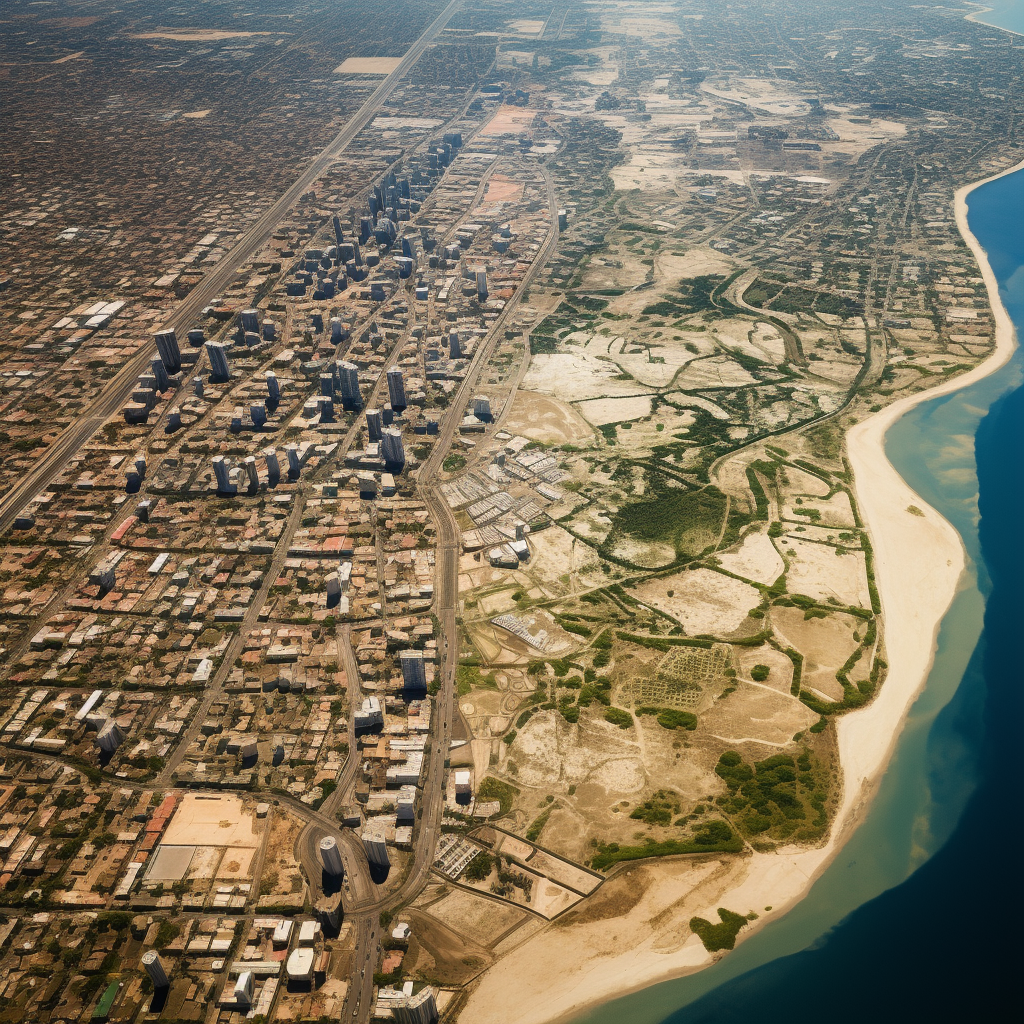 Aerial view of Barranquilla in flames