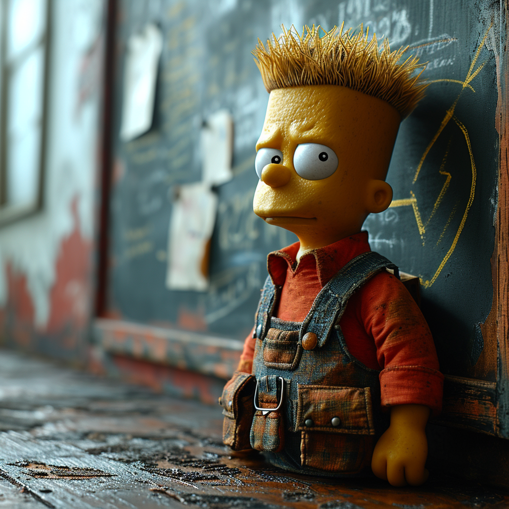 Bart Simpson standing at blackboard